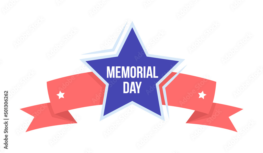 Star and stripe for American Memorial day semi flat color vector object ...