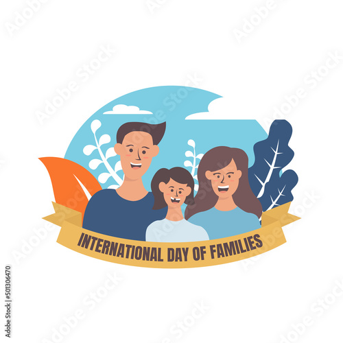 illustration vector graphic of the family is smiling happily, perfect for international day of families, celebrate, greeting card, etc.