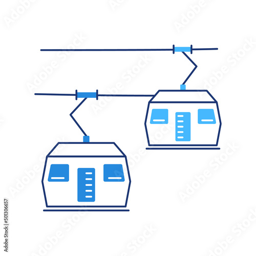 Vector illustration of cartoon cable car on white background.