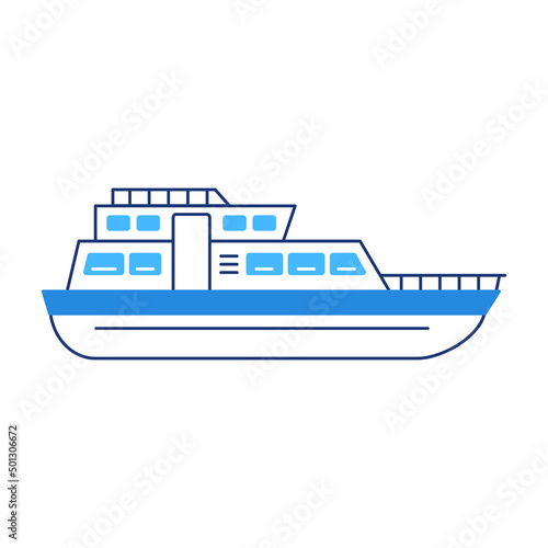 Vector illustration of cartoon ship on white background.