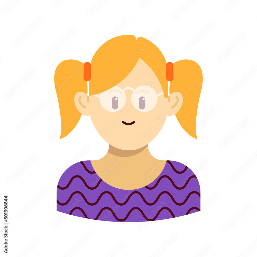 Pony Girl Avatar portraits. Business people diverse faces, man and woman persons, team group and employee, Vector isolated characters in outline style.