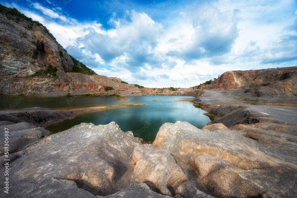 The beautiful lake with a cloudy in old Mine 