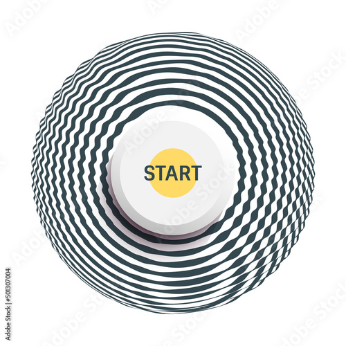 Optical illusion in the shape of distorted sphere. Striped deformed circle. Abstract digital signal form. Sound wave. 3D vector illustration for cover, poster, flyer or banner.