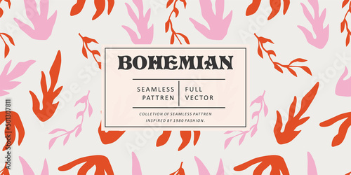 Modern minimalist abstract illustration pattern. Creative collage contemporary seamless pattern. Fashionable template for design. Bohemian style