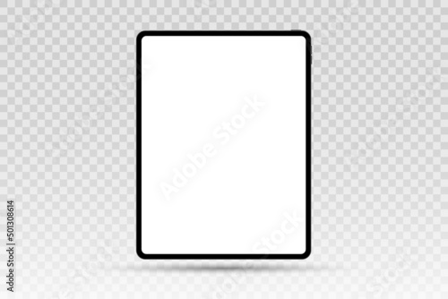 Vector tablet mockup with white screen isolated on transparent background. Stock royalty free vector illustration