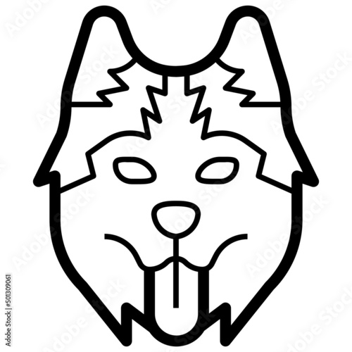 Siberian Husky line icon,linear,outline,graphic,illustration