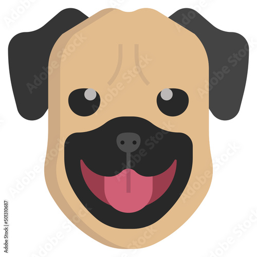 Pug flat icon,linear,outline,graphic,illustration