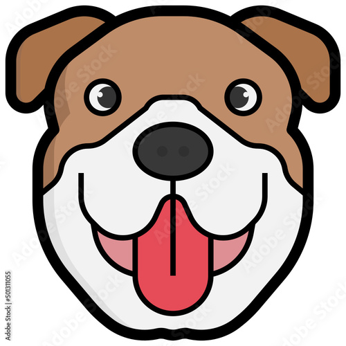 Bulldog filled outline icon linear outline graphic illustration