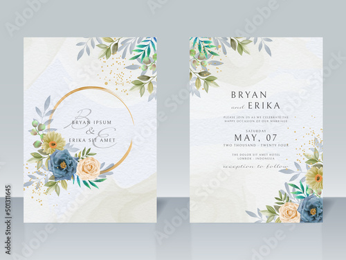 Beautiful floral wedding invitation card