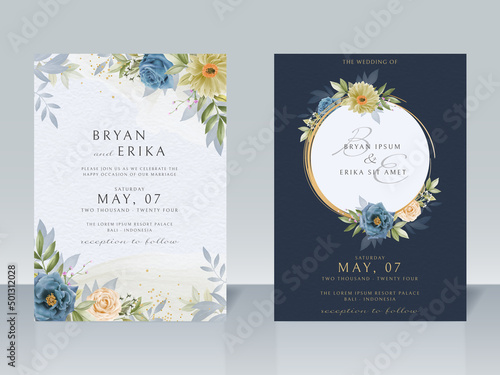 Beautiful floral wedding invitation card