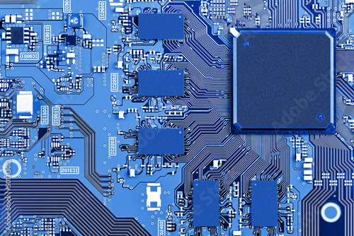 Canvas-taulu Electronic circuit board close up.