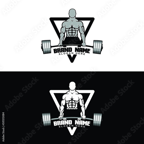 powerful weightlifter deadlifting heavy weights. Vector illustration.