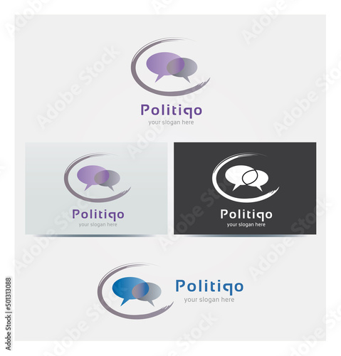 Logo Bulles Dialogue Monogramme Initiales Icône Carte de Visite et Charte Graphique Entreprise Plusieurs Couleurs