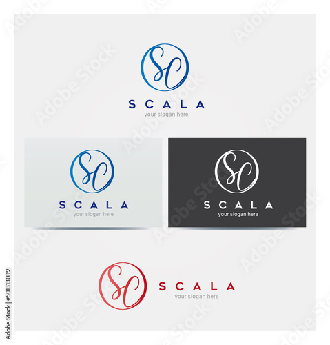 Logo Lettre S et C Monogramme Initiales Icône Carte de Visite et Charte Graphique Entreprise Plusieurs Couleurs