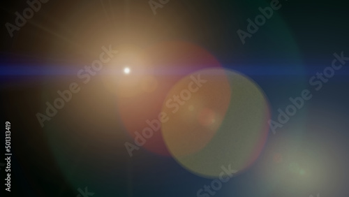 太陽とレンズフレアのグラフィック素材（レンズフレア、光、ライトリーク）