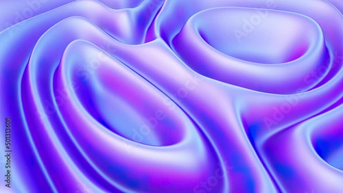 Cloth fabric gradient waves abstract background. Iridescent chrome wavy surface. Liquid surface, ripples, reflections. 3d render illustration. 4K video.
