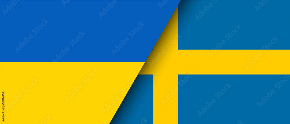 National flags of Ukraine and Sweden representing the partnership and cooperation of the two countries vector illustration. National flags of Ukraine and Sweden representing the partnership and cooperation of the two countries vector illustration.