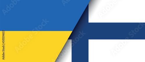 National flags of Ukraine and Finland representing the partnership and cooperation of the two countries vector illustration.