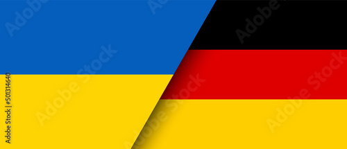 National flags of Ukraine and Germany representing the partnership and cooperation of the two countries vector illustration.
