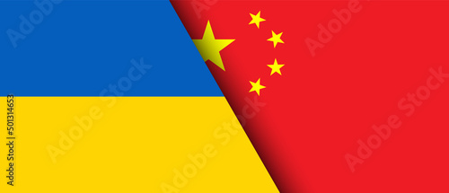 Foto National flags of Ukraine and China representing the partnership and cooperation of the two countries vector illustration
