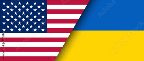 National flags of Ukraine and the USA representing the partnership and cooperation of the two countries vector illustration.