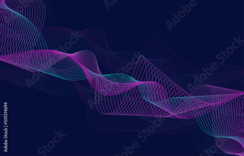Abstract background, line wave element, sound spectrum equalizer wallpaper, vector futuristic particle technology illustration.