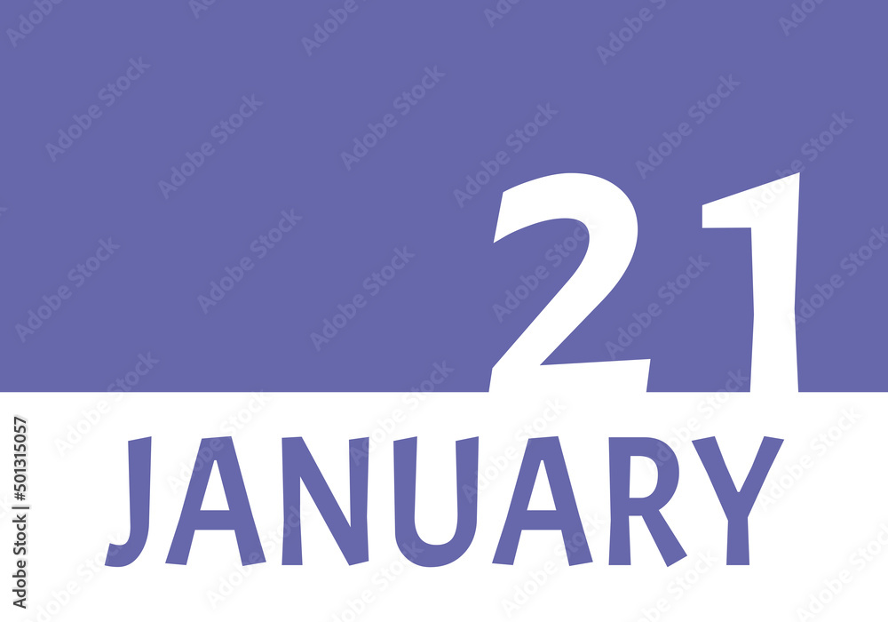21 january calendar date with copy space. Very Peri background and white numbers. Trending color for 2022. 21 january calendar date with copy space. Very Peri background and white numbers. Trending color for 2022.