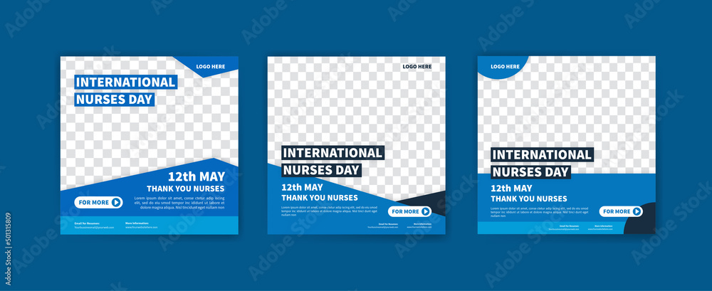 International nurses day social media post template - obrazy, fototapety, plakaty 