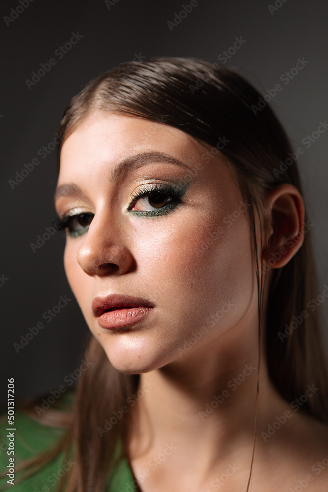 Beauty portrait of a beautiful girl with a smoky eye Beauty portrait of a beautiful girl with a smoky eye