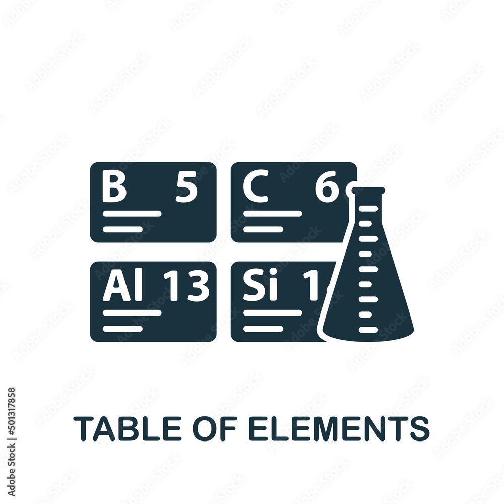 Table Of Elements icon. Monochrome simple Bioengineering icon for templates, web design and infographics Table Of Elements icon. Monochrome simple Bioengineering icon for templates, web design and infographics