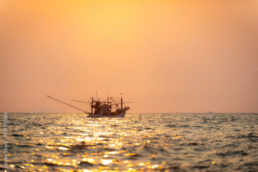 Fisherman's way of life and fishing boat in the evening