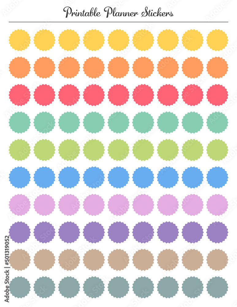 Scallop circle. Printable planner colored stickers. Scallop circle. Printable planner colored stickers.