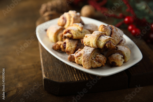 Traditional homemade jam cookies with nuts