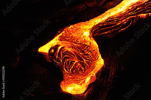 Flowing Magma active lava flow detail, Kilauea, Big Island, Hawaii