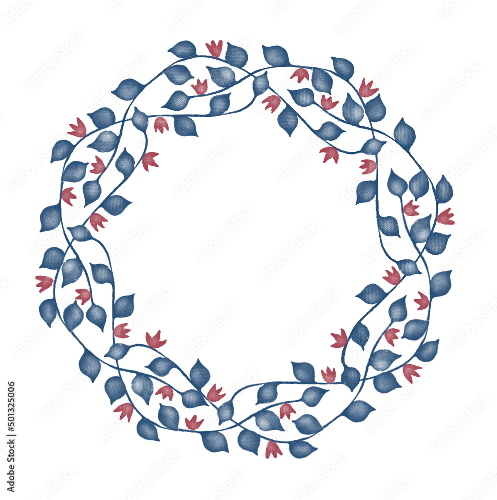 Obraz premium Round wreath illustration watercolor style. Spring