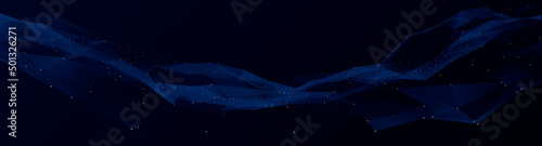 3d luxury navy blue network connection structure. Polygonal plexus background...