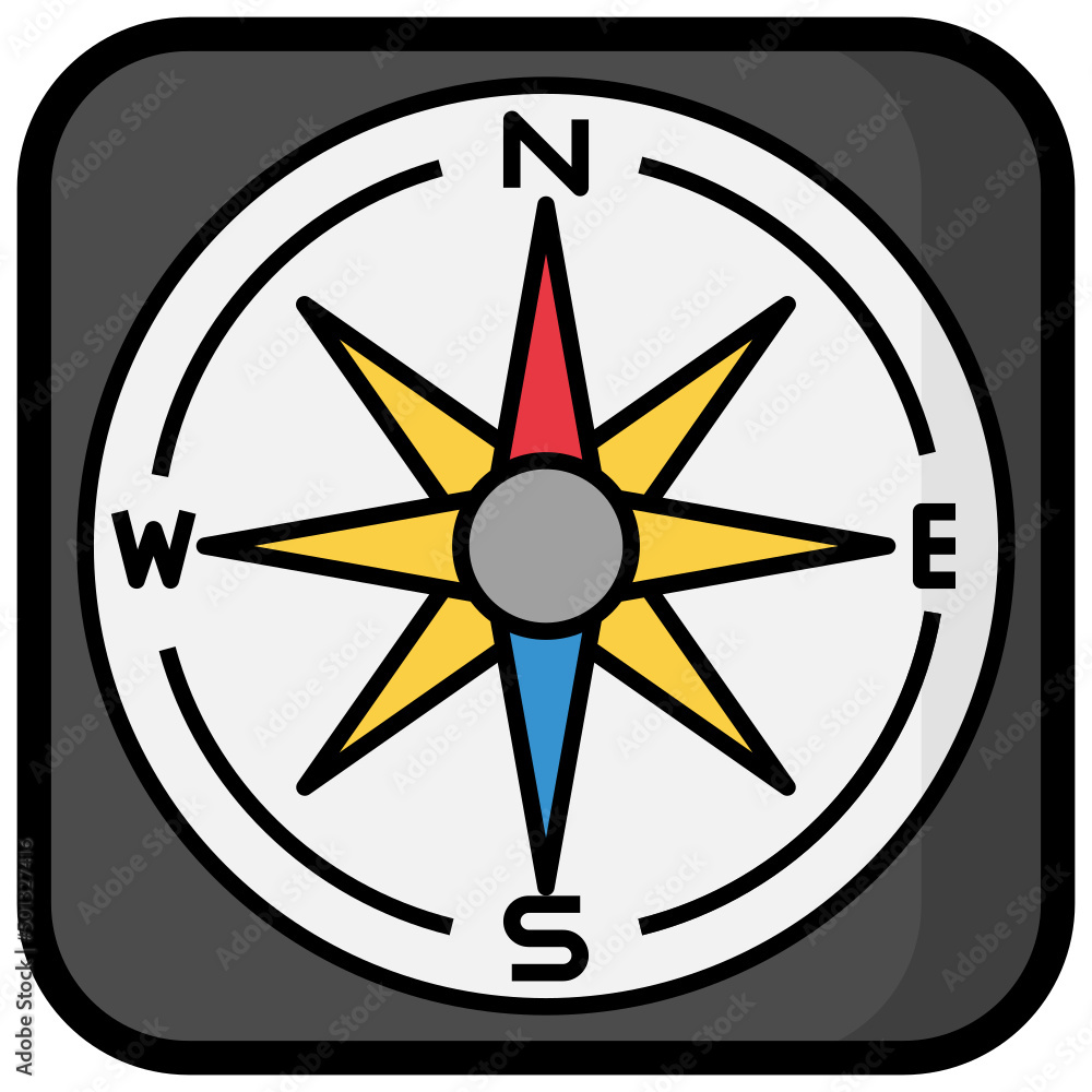 Compass filled outline icon,linear,outline,graphic,illustration Compass filled outline icon,linear,outline,graphic,illustration