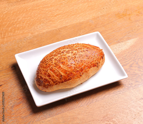 Close up of traditional turkish pastry pogaca