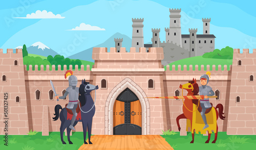 Hero battle knights medieval legend near castel