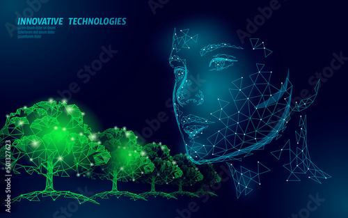 3D low poly natural face cosmetics. Health supplement skin care anti-aging ad complex flu treatment. Medicine science banner template vector illustration