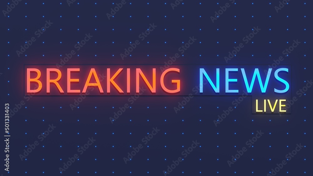 Breaking news live. Neon news latest background. News background.3D render illustration.