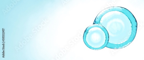 Beautiful blue banner with 3d illustration cells and copy space. Great for medical vitro fertilization advertising. Great for cosmetology advertising. Beautiful medical banner in blue tones with a