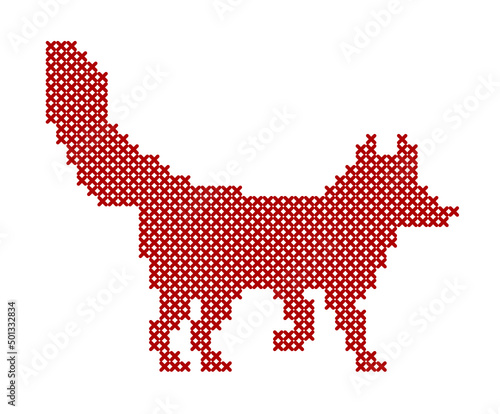 Cross stitch pattern walking fox hobby scheme