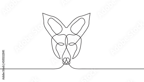 Single continuous line drawing of cute fox. Vector draw design illustration