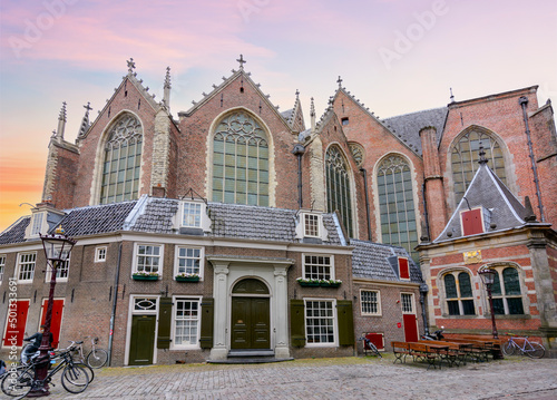 Old church (Oude Kerk) in center of Amsterdam, Netherlands photo