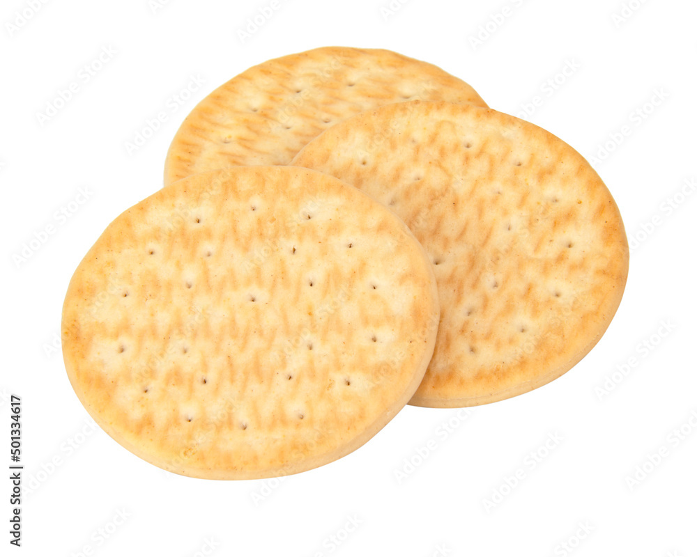 Circle cookies cracker isolated on the white background Circle cookies cracker isolated on the white background