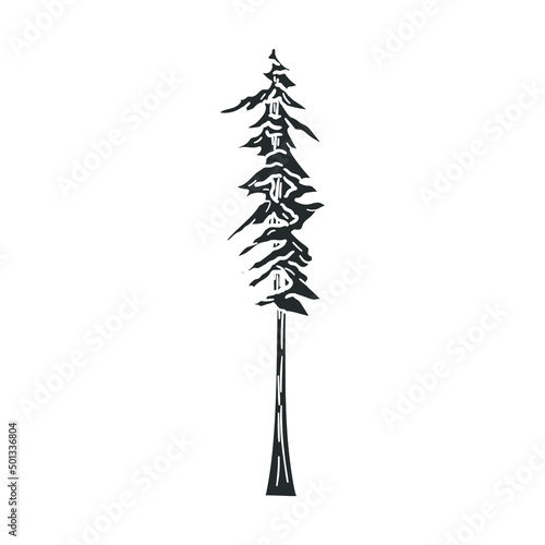 Sequoia Icon Silhouette Illustration. Tree Vector Graphic Pictogram Symbol Clip Art. Doodle Sketch Black Sign.