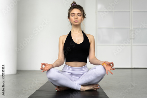 Balance and Harmony woman workout yoga pose asana fitness club