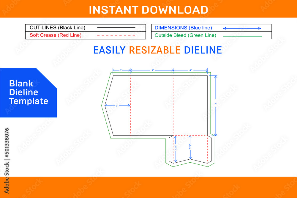 Wedding envelope and card design dieline template Blank dieline