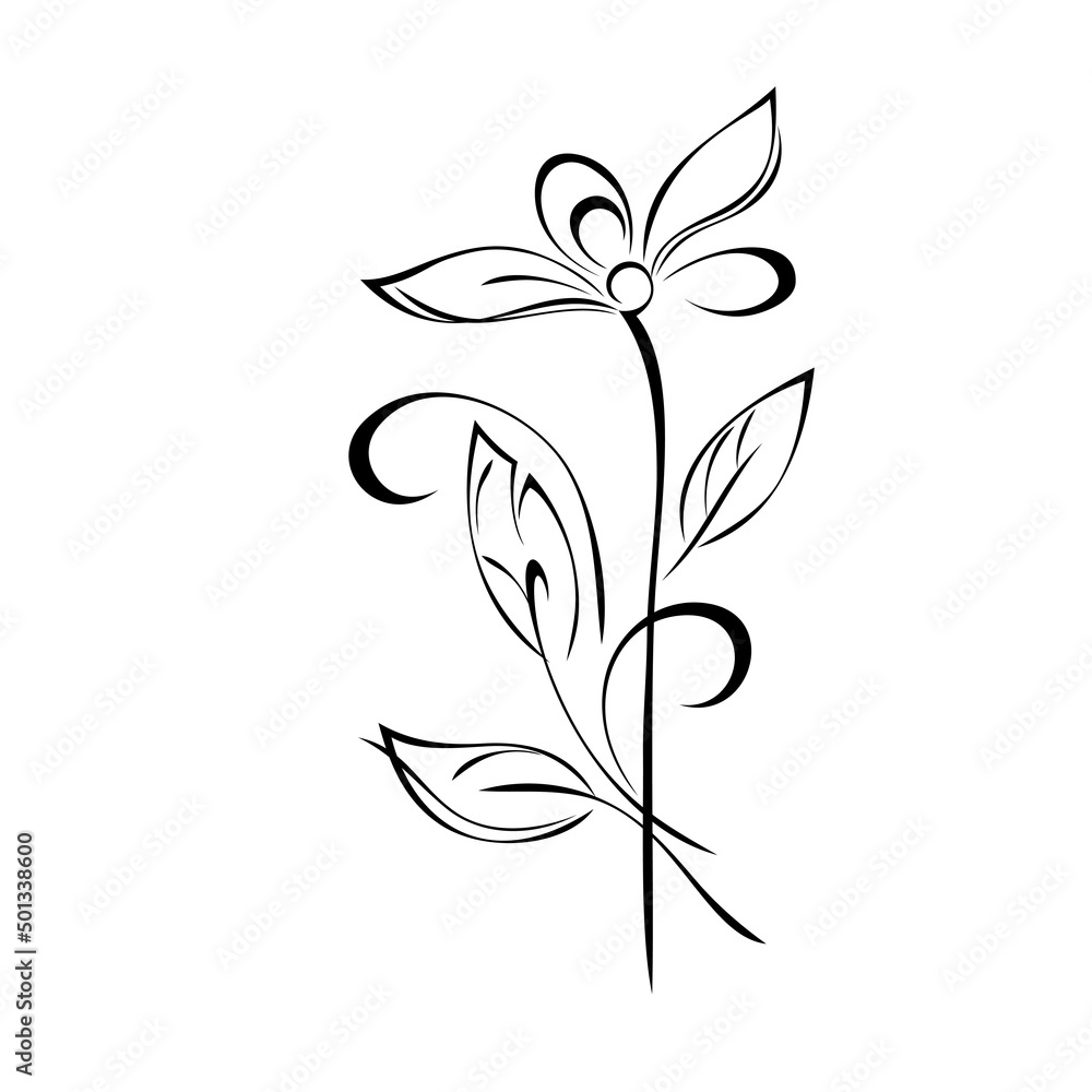 ornament 2294. stylized blooming flower on a straight stem with leaves and curls. graphic decor ornament 2294. stylized blooming flower on a straight stem with leaves and curls. graphic decor